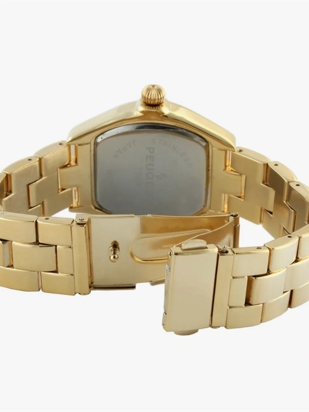 Peugeot GoldTone Tank Women’s Roman Numeral Bracelet Dress Watch Luxury Inspired